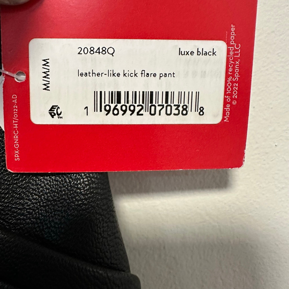 Spanx Pants Womens M Black Faux Leather Flare Leg Pull On Lined Stretch Shaping - Picture 4 of 16